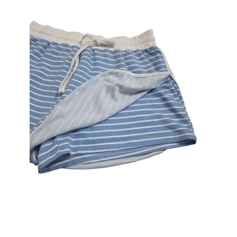 Opemiby Womens Blue White Striped 2 PC Skort Set Crewneck Top Shorts L - Picture 9 of 14